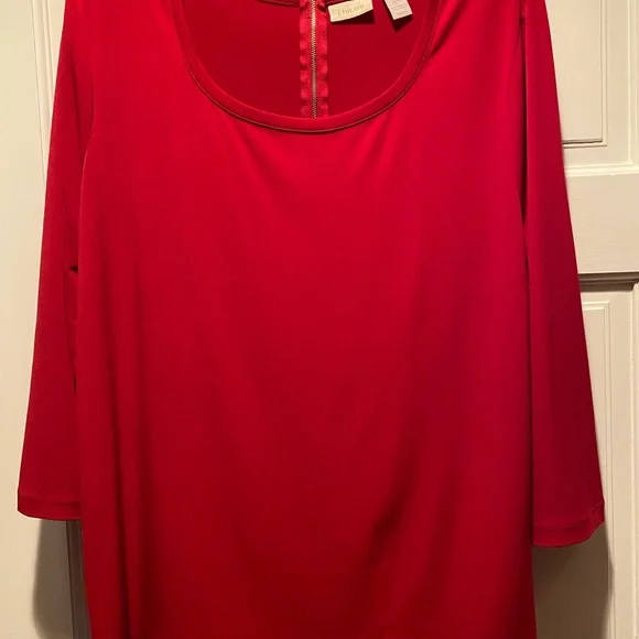Chico's Bold Red Scoop Neck Blouse - Picture 1 of 4